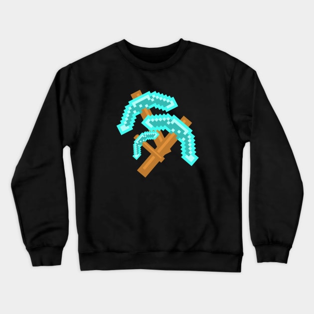 PICKAXE FOR MINER ON PIXEL ART Crewneck Sweatshirt by ASCORNION